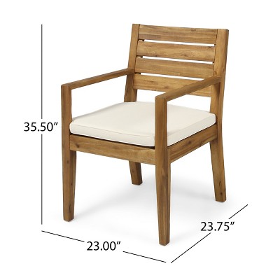 Nestor Acacia Wood Dining Chairs with Water-Resistant Cushions, Set of 2