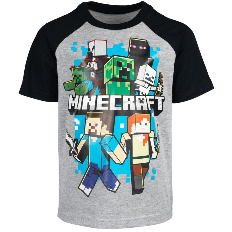Minecraft Creeper Graphic T-Shirt and French Terry Shorts Outfit Set Little Kid, 3 of 9