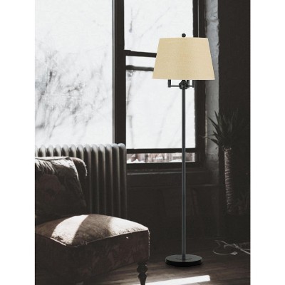 Andros Dark Bronze Adjustable Floor Lamp with Beige Shade