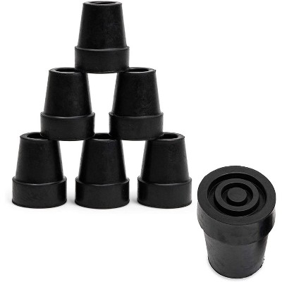 Wellbrite 6 Pack Black Rubber Tips for Canes and Walkers (0.75 Inches)