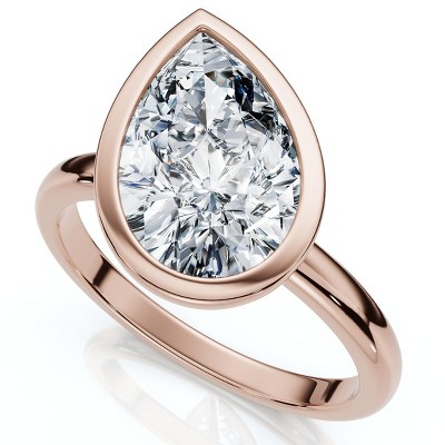Pompeii3 Certified 2Ct Pear Solitaire Diamond Engagement Ring 14k Gold or Pt Lab Created
