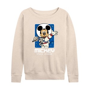 Women's - Disney - Retro Mickey Portrait Lightweight French Terry Wide Neck Long Sleeve Shirt - 1 of 4