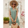 Women's Babydoll Mini Dress Summer V Neck Flutter Sleeve Boho Floral Flowy Shift Short Dress - 4 of 4