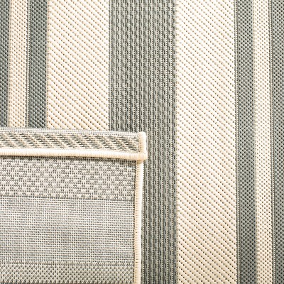 Elysian Gray Bone 27'' Flat Woven Synthetic Indoor/Outdoor Runner Rug