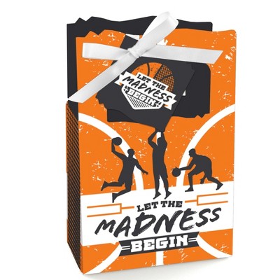 Big Dot of Happiness Basketball - Let The Madness Begin - College Basketball Party Favor Boxes - Set of 12