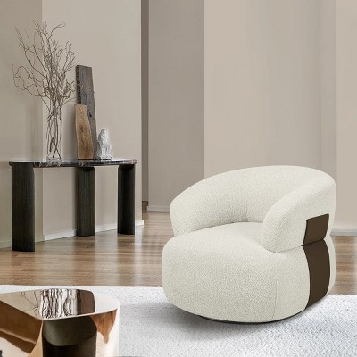 Nebula Vortex 33.1''Swivel Barrel Accent Chairs Upholstered Living Room Round Armchair