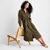 Women's Belted Maxi Shirtdress - Future Collective Dark Olive Green - 3 of 3