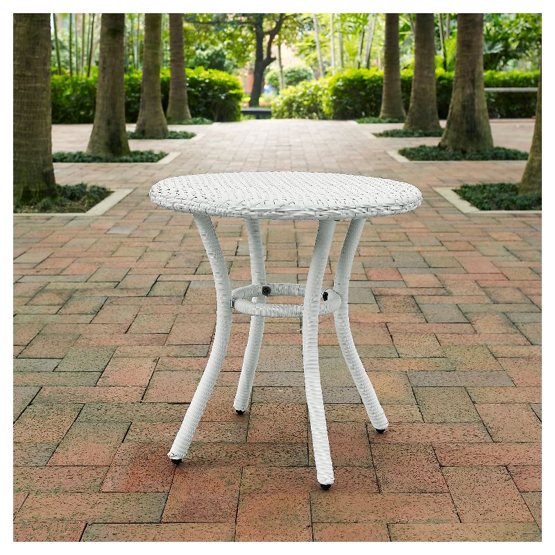 Crosley Palm Harbor Outdoor Wicker Round Side Table in White, 5 of 7
