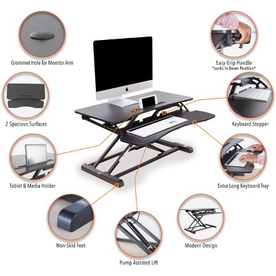 Black Adjustable Standing Desk Converter with Keyboard Tray