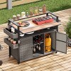 Fontoi Utility Storage Bins, Grill Cart with Table Top, Moveable Kitchen Island with Storage Cabinet for Backyard Garden, Gray, 52.8"*28.30"*41.50" - 4 of 4