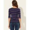 INSPIRE CHIC Women's Elbow Sleeves Boat Slim Fit Casual Stripe Animal Print Multi Floral Pattern T-Shirt - 4 of 4