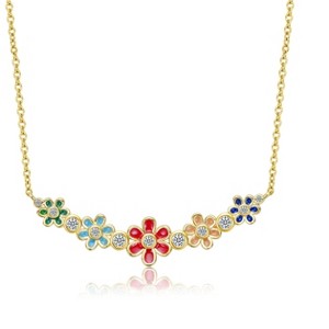 Guili Teens 14K gold plated flower necklace, Elegant floral design with colorful accents for a playful and sophisticated style - 1 of 3