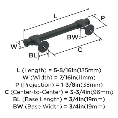 Matte Black Bronze 5.31" Traditional Bar Pull