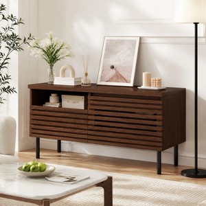 Mid Century Fluted TV Stand and Modern Entertainment Center for TVs up ...
