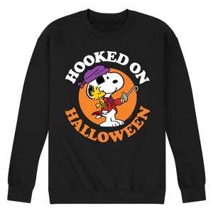 Men's - Peanuts - Snoopy Woodstock Pirate Hooked On Halloween Graphic Fleece Sweatshirt - 1 of 4