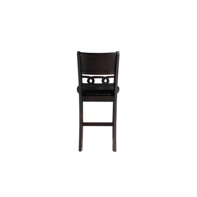 Gia Ebony Black Solid Wood Counter Stools with Upholstered Cushions, Set of 2