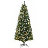 HOMCOM 6ft Skinny Prelit Artificial Christmas Tree Holiday Decoration with Snow-dipped Branches, Warm White LED Lights, Auto Open, Green - 4 of 4