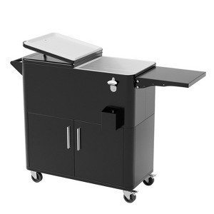 Karl Home80 Qt Patio Cooler Cart With Cabinet And Foldable Side Table - 1 of 4