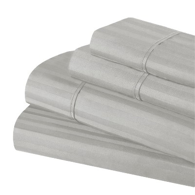 400 Thread Count Cotton Stripe Deep Pocket Luxury 4 Piece Bed Sheet Set by Blue Nile Mills