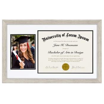 americanflat 11x14 picture frame in gold - use as 5x7 frame with mat or  11x14 frame without mat - engineered wood with shatte