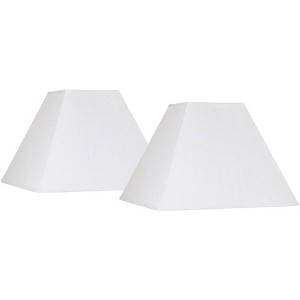 Springcrest Set of 2 Square Lamp Shades White Large 7" Top x 17" Bottom x 13" Slant Spider with Replacement Harp and Finial Fitting - 1 of 4