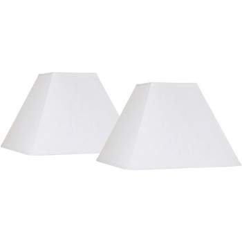 Springcrest Set of 2 Square Lamp Shades White Large 7" Top x 17" Bottom x 13" Slant Spider with Replacement Harp and Finial Fitting