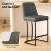 Vipbear Counter Height Bar Stools Set of 2, 25.6" H Barrel Upholestered Faux Leather Barstools with Back and Metal Frame for Kitchen Island - 2 of 4