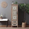 LuxenHome Farmhouse 48" Tower Wood 2-Drawer 1-Door Storage Cabinet Brown - 4 of 4