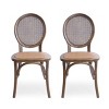 Vintage Dining Chair Set of 2 with Rattan Backrest,Dining Chair Set with Wood Frame,Armless Chair for Kitchen or Dining Room-Coolbibila - 3 of 4