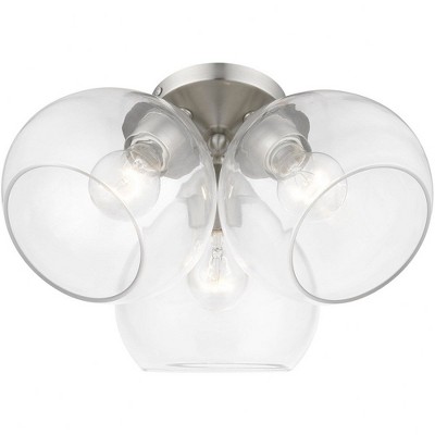 Catania Brushed Nickel 3-Light Semi-Flush Mount with Clear Glass