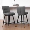 Bekrvio 26" Swivel Counter Height Bar Stools Set of 2,Modern Faux Leather Upholstered with Back,Counter Stool Chairs for Kitchen Island - 2 of 4