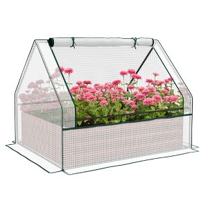 Outsunny Raised Garden Bed with Mini Greenhouse, Outdoor Planter Box - 1 of 4