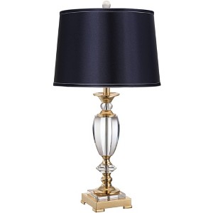 Vienna Full Spectrum European Style Table Lamp 28.75" Tall Brass Faceted Clear Crystal Urn Navy Blue Hardback Drum Shade Living Room Bedroom - 1 of 4