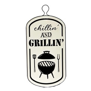 VIP Metal 25.5 in. White "Chillin and Grillin" Sign - 1 of 2