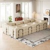 8 Seater Folding Sofa Bed for Living Room or Bedroom, Convertible Sofa with Cushions and Storage Pockets, Corduroy Fabric Sofa-Coolbibila - 3 of 4