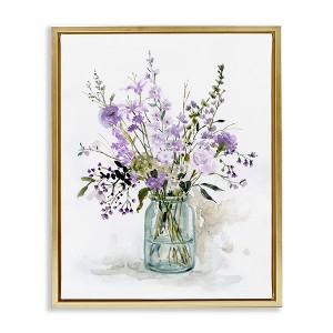 Stupell Industries Traditional Mixed Purple Botanicals Floating Frame Canvas Art - 1 of 4