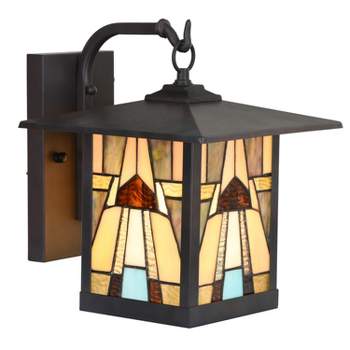 11.75" 1-Light Mona Mission Style Outdoor Wall Lantern Sconce Bronze - River of Goods