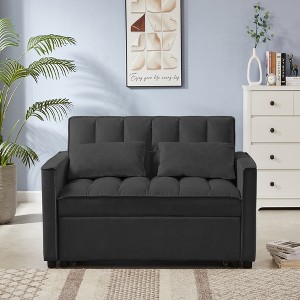 TiranisuBest Grey 3-in-1 Sectional Sofa Bed with Pull-Out Function, Adjustable Backrest, and Side Pocket, Ideal for Compact Spaces - 1 of 4