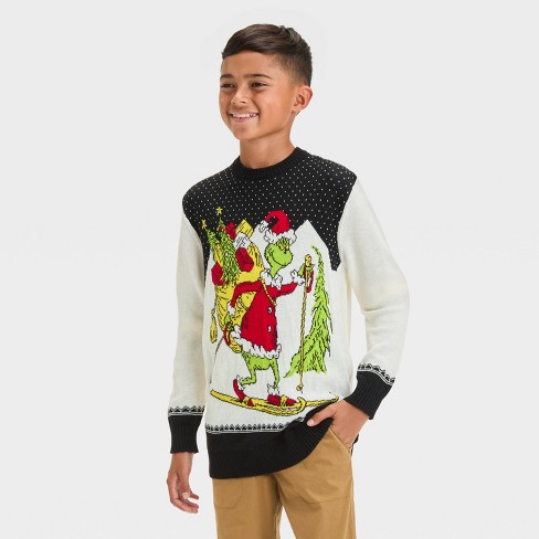 Boys The Grinch Holiday Sweater Ivory Xl Target