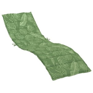 vidaXL Green Leaf Sun Lounger Cushion, Durable Oxford Fabric, Soft Foam Fiber Filling, Indoor/Outdoor Use - Versatile Comfortable Seating Pad - 1 of 4