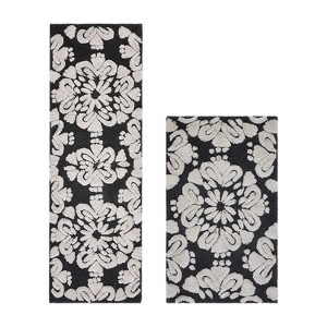 Medallion Collection 2 Piece 100% Cotton Tufted Bathroom Rug Set  with Non-Slip Backing, Machine Washable, Tumble Dry Bath Mat - 1 of 4