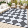 Outdoor patio rug, plastic straw. Waterproof, reversible, modern geometric trellis. For porch, RV, backyard, pool, picnic, beach, camping - 4 of 4