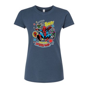 Women's - Marvel - Spider-man Stickers Style Fitted Graphic T-Shirt - 1 of 3