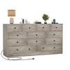Homhougo Dresser for Bedroom,12 Drawer Dressers & Chests of Drawers, Wood Storage Drawer Dresser with Power Outlet, 61 Inch Natural - 3 of 4