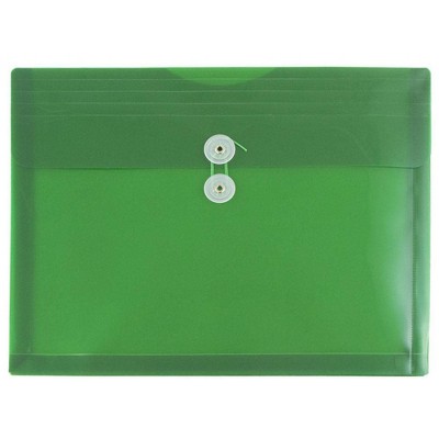 JAM Paper 12pk Plastic Envelopes with Button & String Tie Closure - Letter Booklet - 9 3/4 x 13 - Green