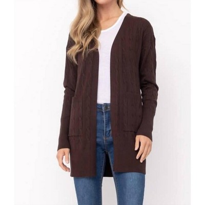 Women's Cable Knit Open Front Cardigan - Cielo