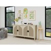 Rattan 4-Door Storage Cabinet with Adjustable Shelves, Pine Feet, Anti-Tip Design for Bedroom, Living Room - 4 of 4