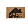 HomeRoots 18" X 30" Brown and Black Coir My House My Rules Outdoor Door Mat - 3 of 4