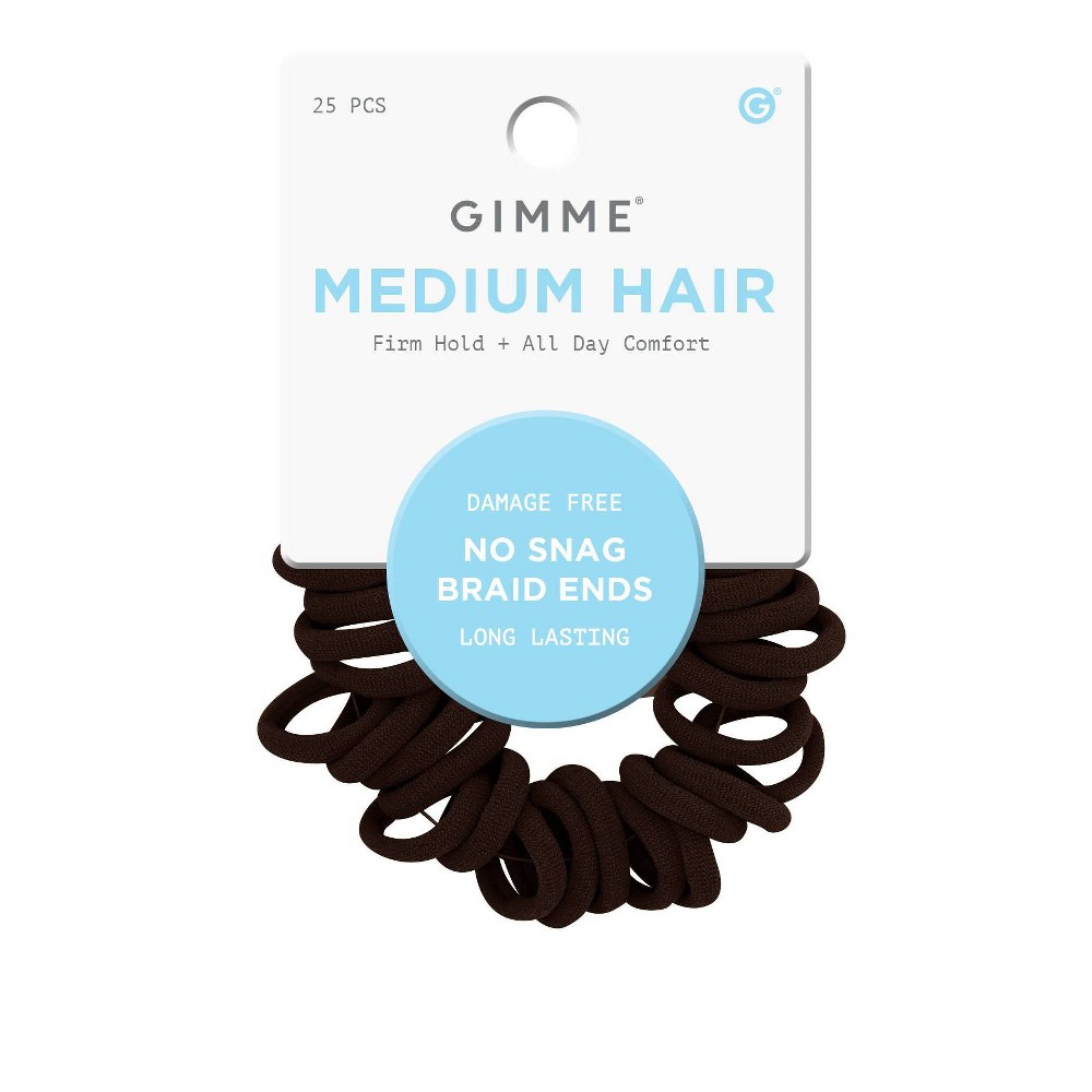 Photos - Hair Styling Product Gimme Beauty Medium Braid Ends Hair Band - Dark Brown - 25pk