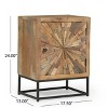 Christopher Knight Home Orem Bohemian Handmade Wooden Nightstand with Metal Legs, Natural/Black - 3 of 4